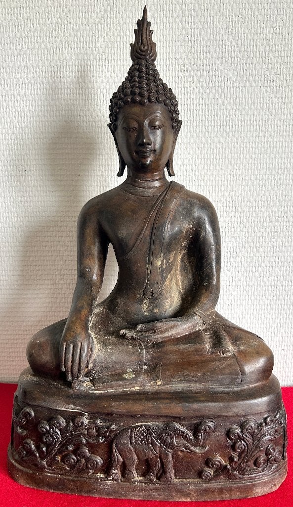 Grand Ancien Bouddha en Bronze Thailande - 1940, 40 cm, Enlèvement ou Envoi, Bronze, Objet rituel