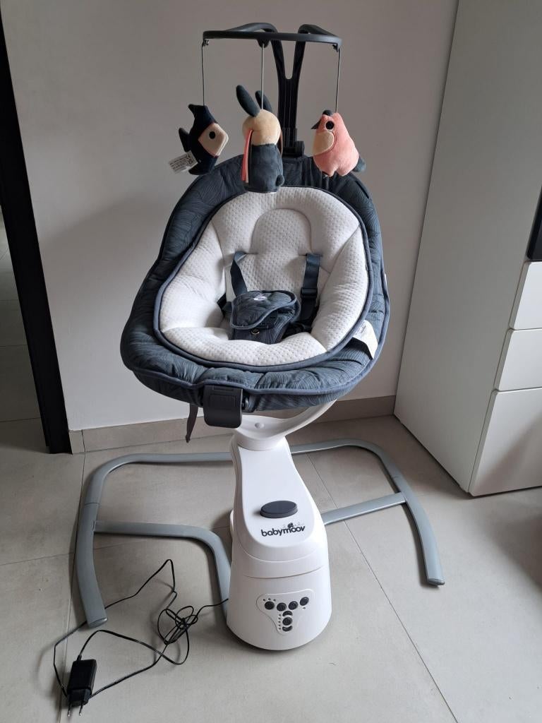 Balancelle électrique Babymoov Swoon Motion – Blue Petal, Autres marques, Comme neuf, Enlèvement, Avec ceinture(s)