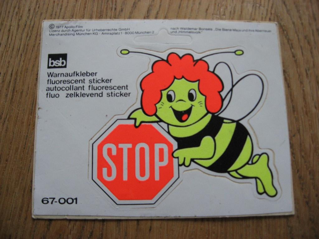 Maya de Bij Apollo Film 67-001Vintage Fluo Sticker 1977, Verzamelen, Ophalen of Verzenden, Nieuw, Strip of Tekenfilm