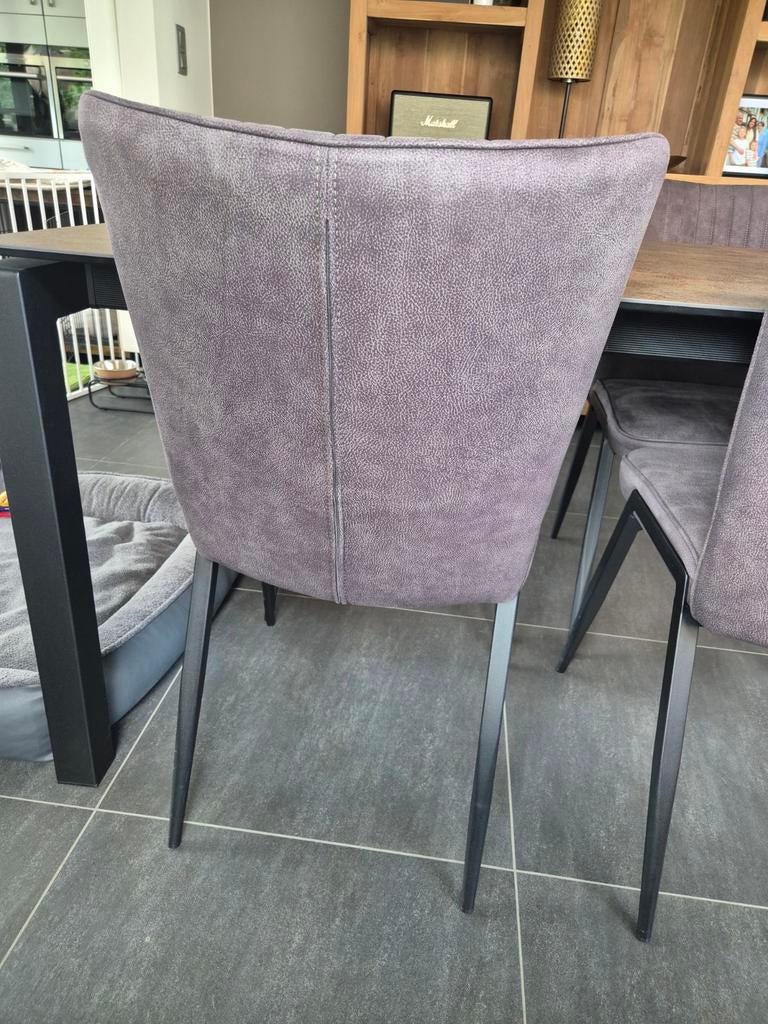 6 grijze eetkamerstoelen, Huis en Inrichting, Ophalen