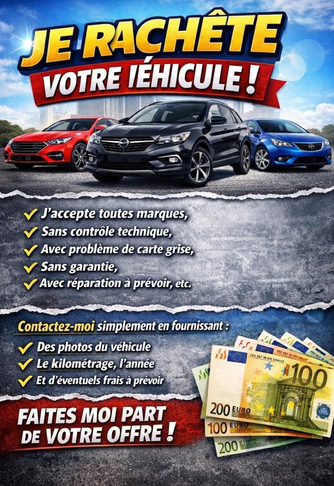 J’ACHÈTE VOITURE – MÊME EN PANNE OU ACCIDENTÉE, Auto-onderdelen, Filters, Ophalen of Verzenden