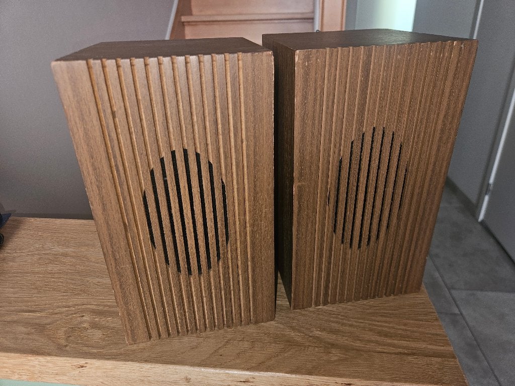 Vintage bookshelf speakers (hout), Enlèvement, Utilisé, Enceinte d'étagère