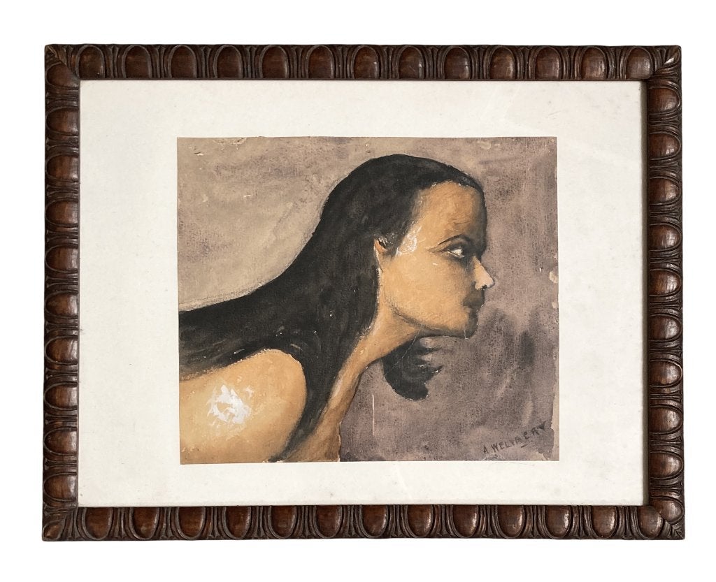 Portrait XXe de l'architecte Arthur Welvaert 1870-1957, Antiek en Kunst, Kunst | Schilderijen | Klassiek, Gemengde techniek, Papier