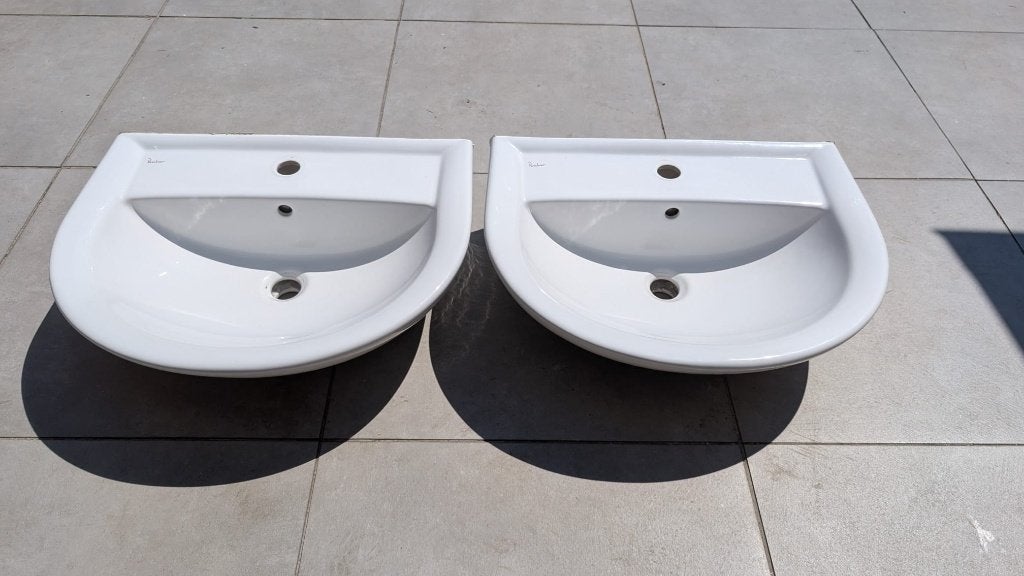 Porcher Ulysse hanglavabo's – set van 2 (wit), Doe-het-zelf en Bouw, Sanitair, Gebruikt, Wastafel, Ophalen