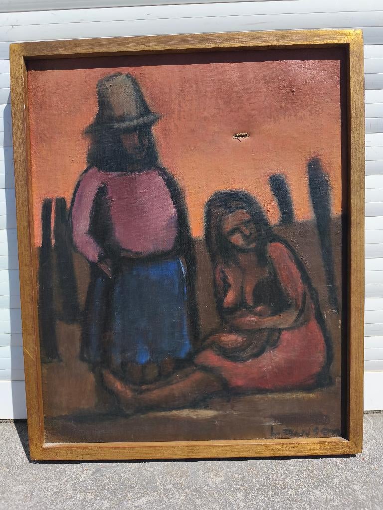 Huile sur toile family bolivia signe Phyllis lawson, Enlèvement ou Envoi