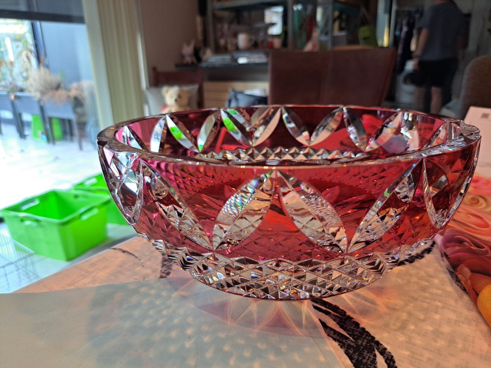 Val Saint Lambert kristal rood schaal, Antiek en Kunst, Ophalen