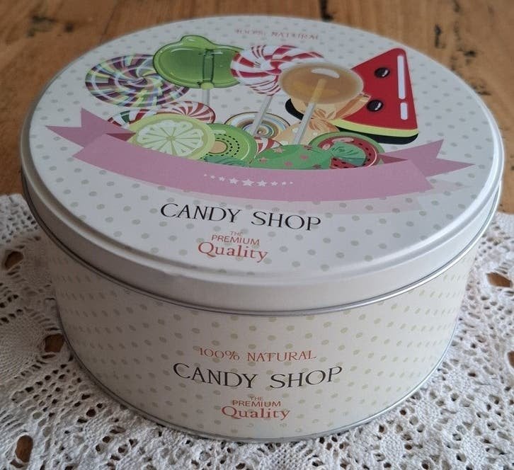 Rond snoep / lolly / lollie blik, Verzamelen, Blikken, Ophalen of Verzenden, Gebruikt, Overige, Overige merken