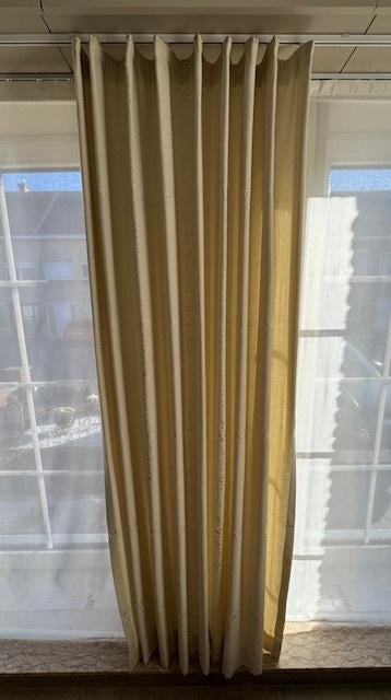 8 overgordijnen beige/ecru, Huis en Inrichting, Ophalen, Gebruikt, Crème, 200 cm of meer