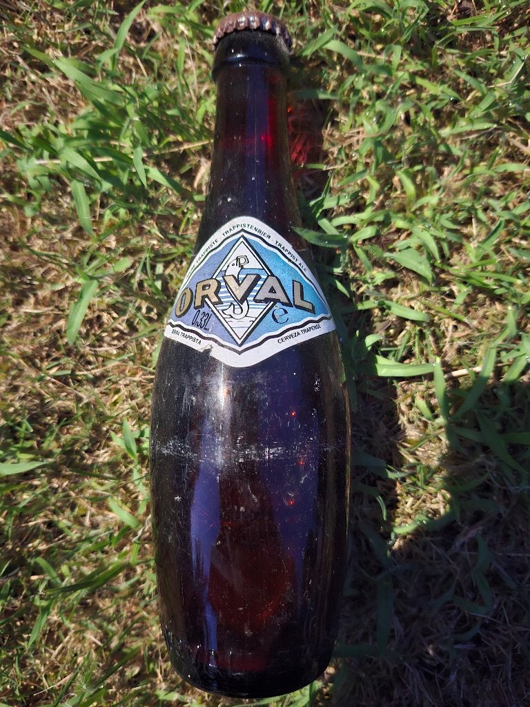 Orval bier fles glas 2002 1999 collector verzamel, Verzamelen, Ophalen of Verzenden, Zo goed als nieuw, Flesje(s), Overige merken
