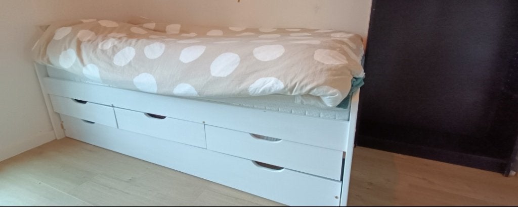 Kajuitbed Thomas 200cm whitewash, Huis en Inrichting, Ophalen, Strak, 100 cm, Eenpersoons