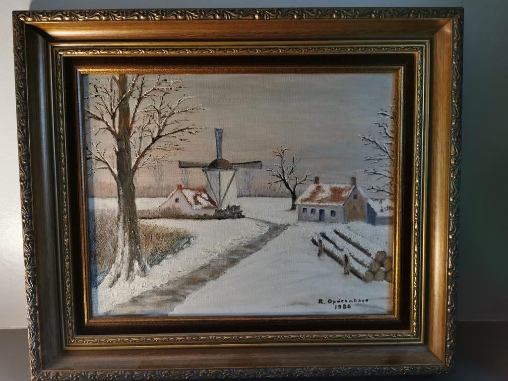 Schilderij Winterlandschap, Antiek en Kunst, Ophalen