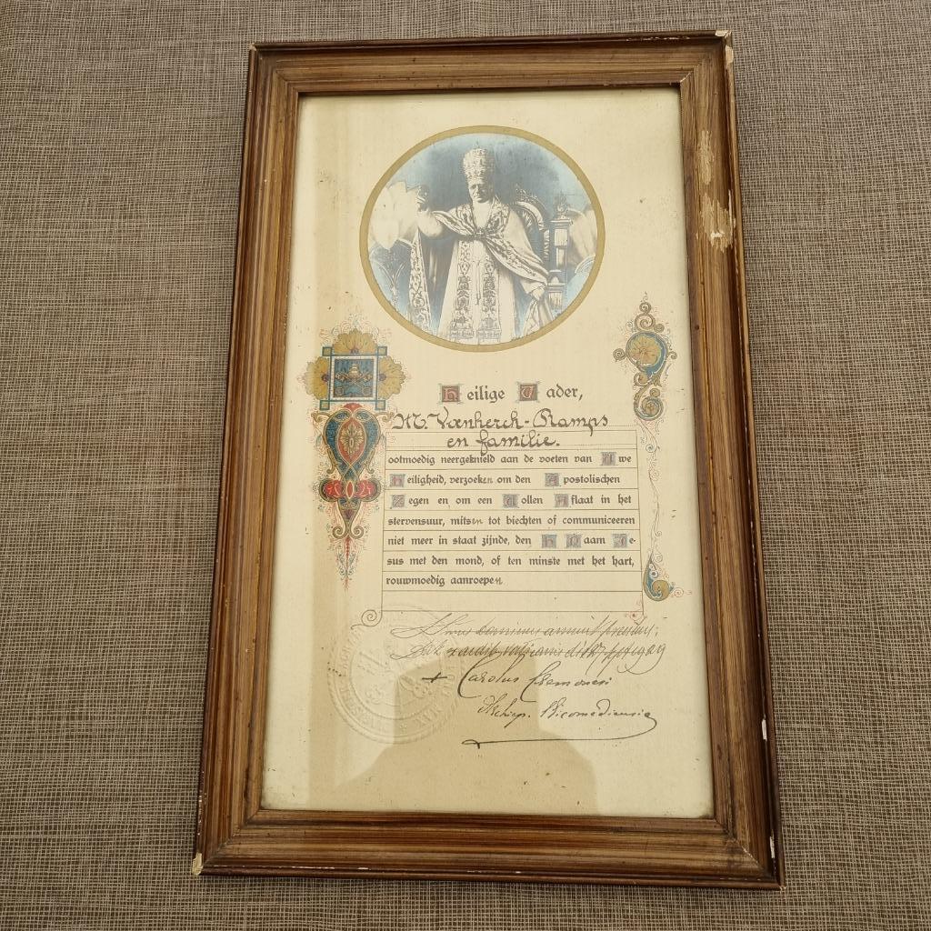 Prent pauselijke aflaat familie Van Herck - Ramps, Antiek en Kunst, Antiek | Religieuze voorwerpen, Ophalen of Verzenden