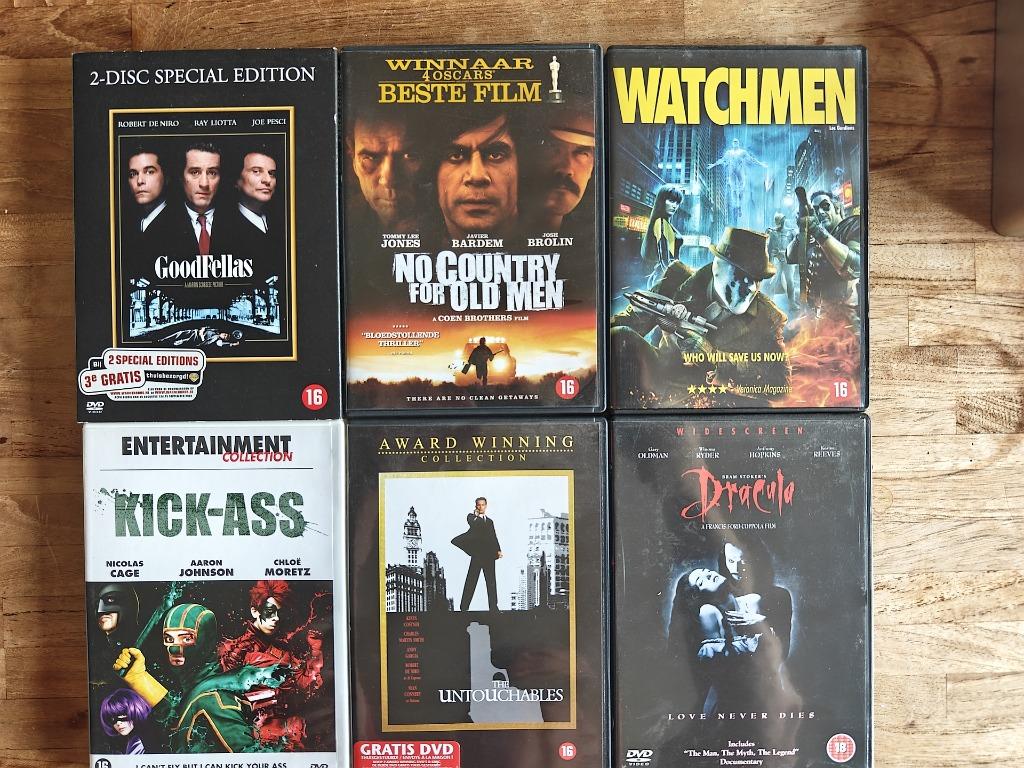 6x top DVD's (goodfellas, untouchables, watch...), Ophalen of Verzenden, Gebruikt, Actie