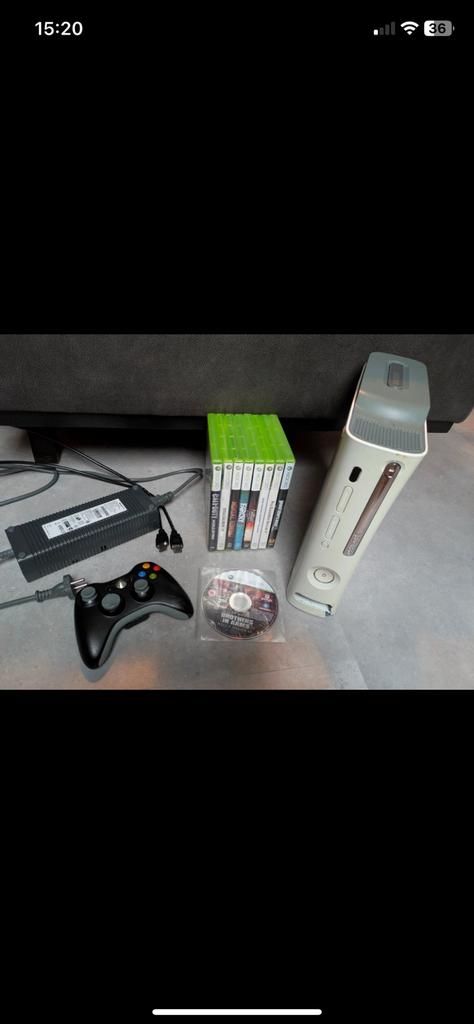 Xbox 360 met 9 games en controller, Met games, 360 E, Ophalen of Verzenden, Zo goed als nieuw