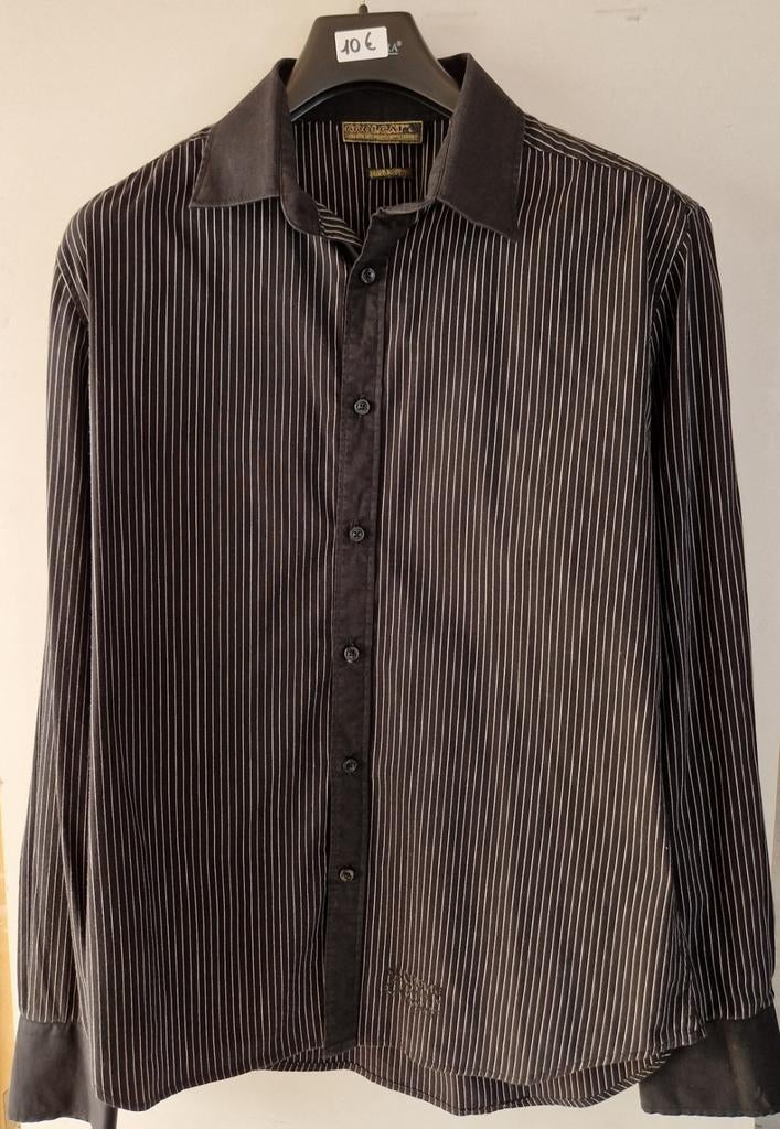 Hemd zwart/gestreept  L  Slim Fit ( in perfecte staat ), Ophalen of Verzenden, Zo goed als nieuw, Zwart, Halswijdte 41/42 (L)