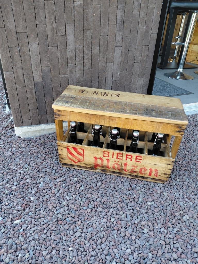 Vintage salontafel  van oude bierkrat 1959., Ophalen of Verzenden, Zo goed als nieuw