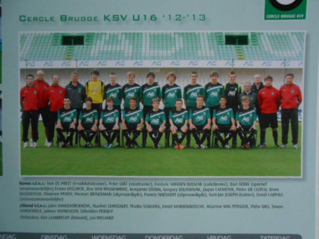 poster foto Cercle Brugge KSV "U16" 2012 - 2013 met namen, Ophalen of Verzenden, Nieuw, Poster, Plaatje of Sticker
