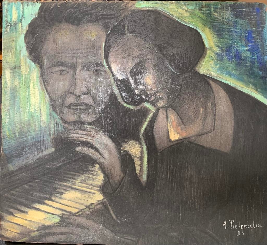 Tableau ancien signé A. Pietercelie – 1934 –, Enlèvement