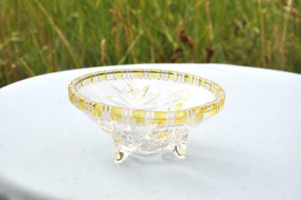 § vide poche trypode en verre bicolore, Antiquités & Art, Enlèvement ou Envoi