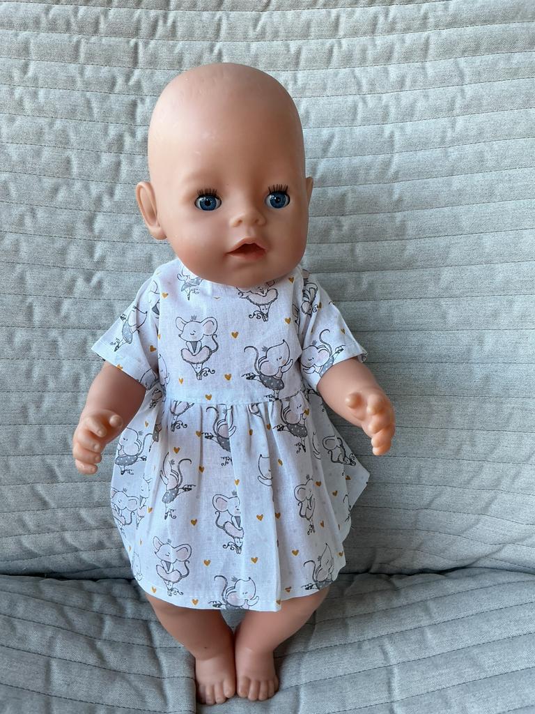 49. Babyborn: Nieuw wit jurkje met ballerina muisjes, Kinderen en Baby's, Ophalen of Verzenden, Nieuw, Babypop
