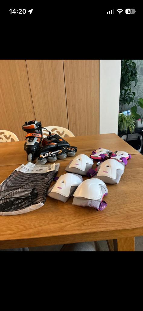 Inline skates optimum maat 32-35 + bescherming, Enlèvement ou Envoi, Utilisé