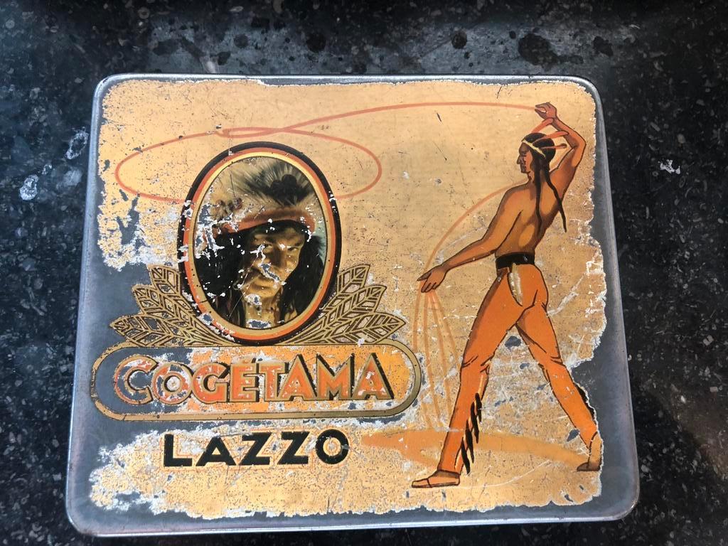Cogétama Lazzo sigarenblik - sigarendoosje, Verzamelen, Ophalen of Verzenden, Gebruikt, Tabaksdoos of Verpakking