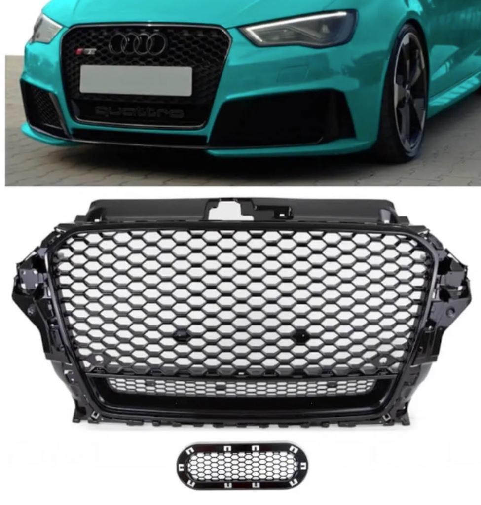 Calandre Audi A3 8V Nid D'abeille RS3 Noir Brillant (12-16), Verzenden