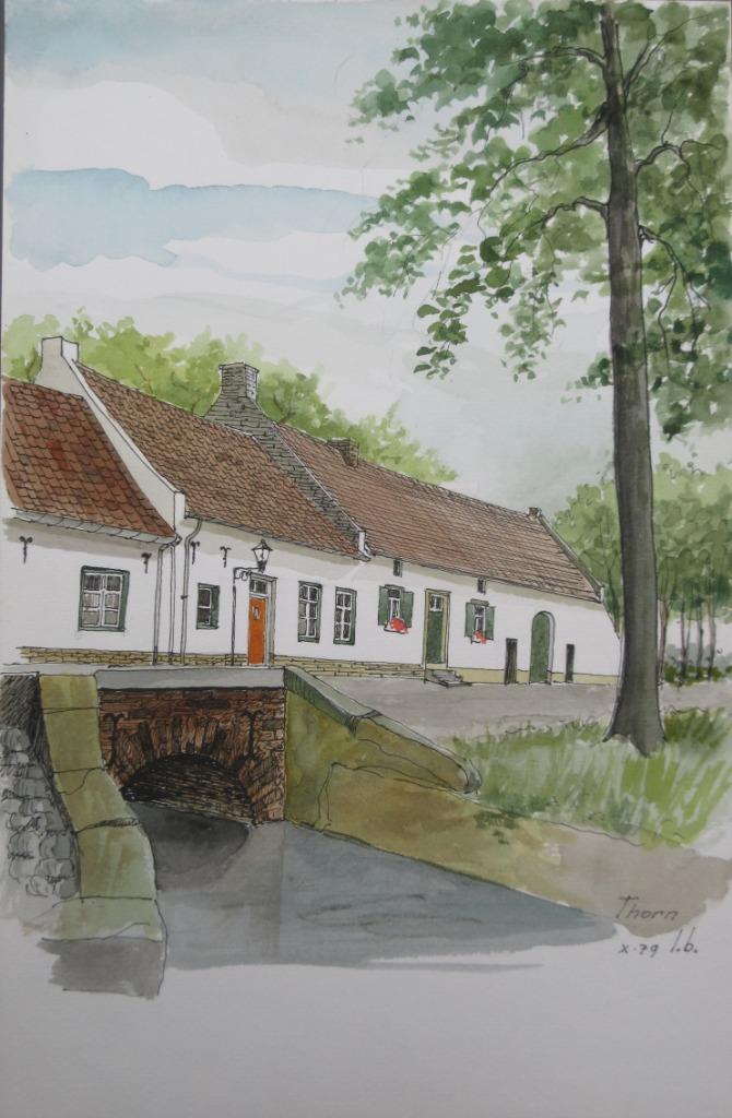 Aquarel L. Boschmans - Thorn dorpsgezicht, Antiek en Kunst, Ophalen of Verzenden