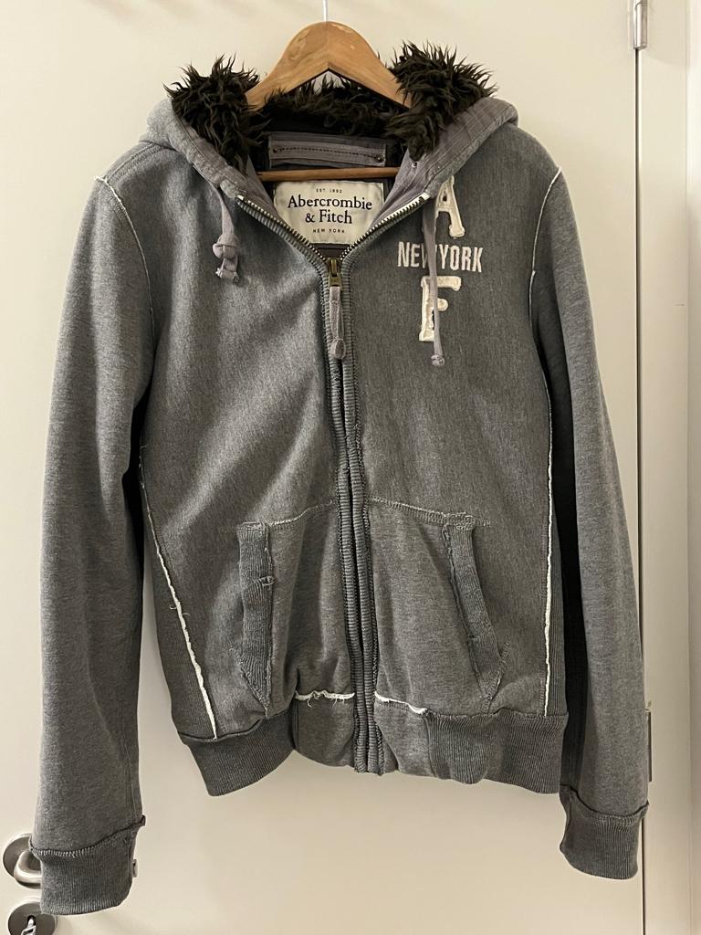Sweat à capuche zippé Abercrombie & Fitch taille L, Gris, Enlèvement ou Envoi, Autres tailles, Abercrombie & Fitch