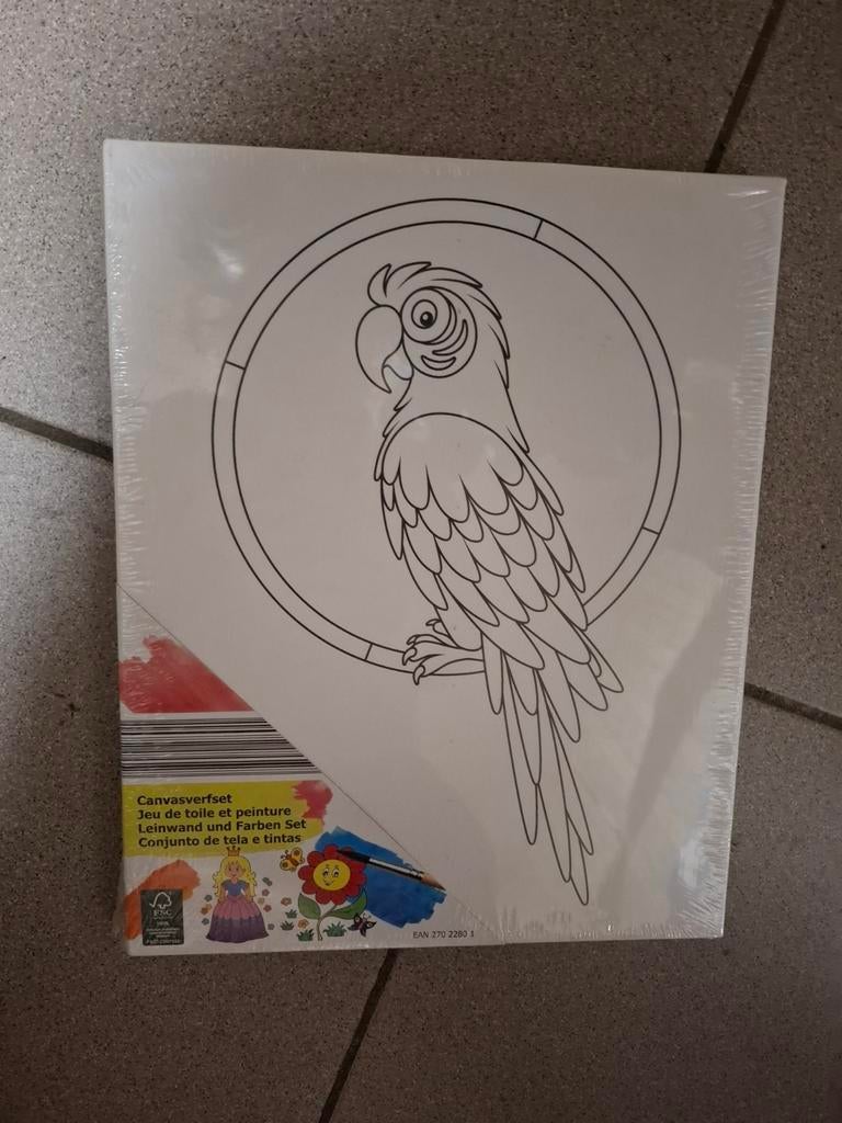 Nieuwe canvasverfset, papegaai, Ophalen of Verzenden, Nieuw