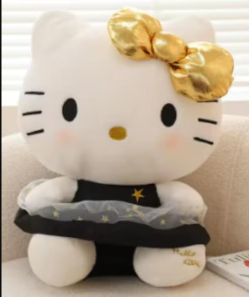 Hello Kitty pluche knuffel zwart goud (35cm), Kinderen en Baby's, Speelgoed | Knuffels en Pluche, Ophalen of Verzenden, Nieuw