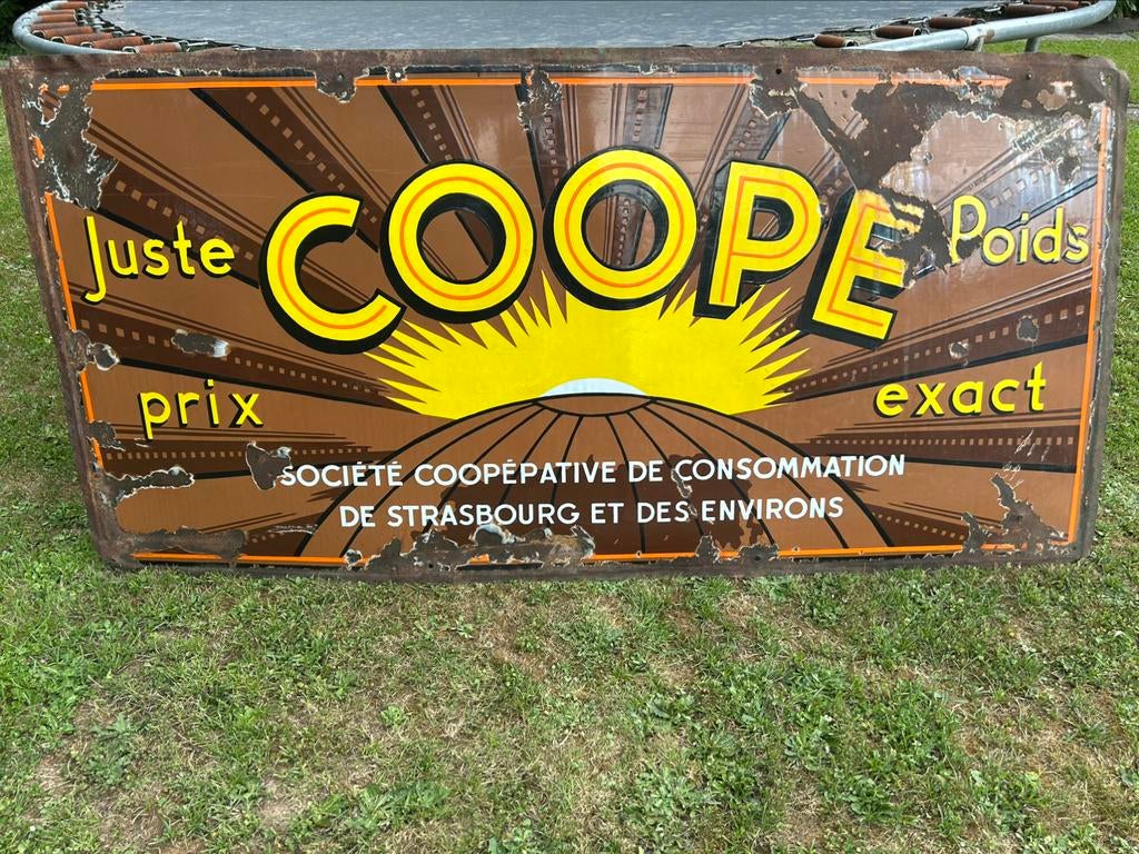 Plaque emaillee email emaille reclame bord coope vintage, Verzamelen, Ophalen