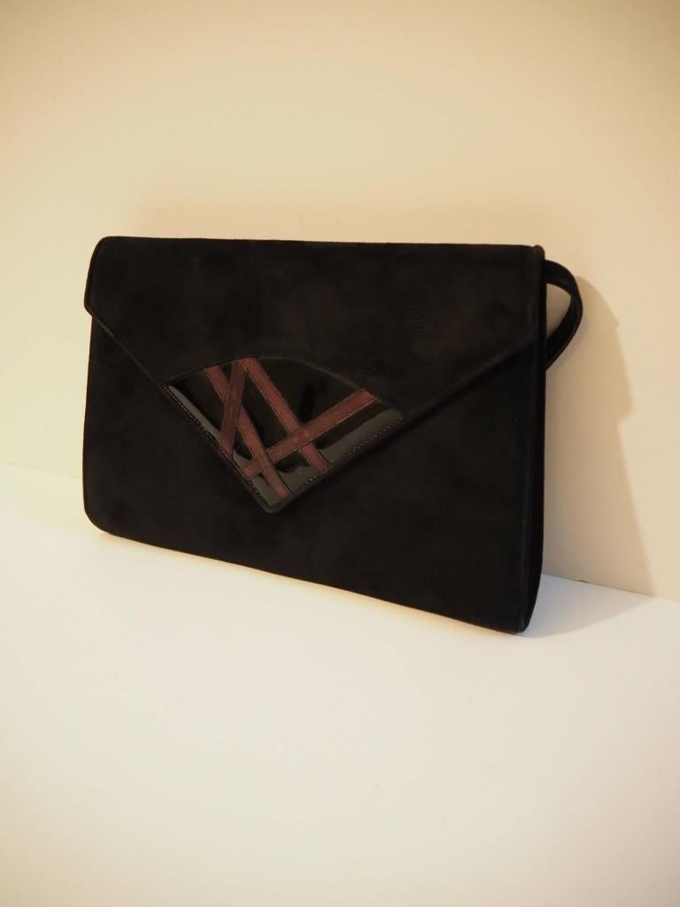 Vintage zwarte crossbody handtas, 1980s, Ophalen of Verzenden, Zo goed als nieuw, Zwart, Handtas