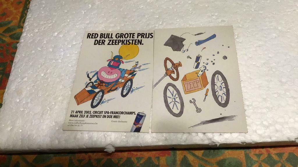Red bull postkaart (x2), Verzamelen, Merken en Reclamevoorwerpen, Ophalen of Verzenden, Zo goed als nieuw
