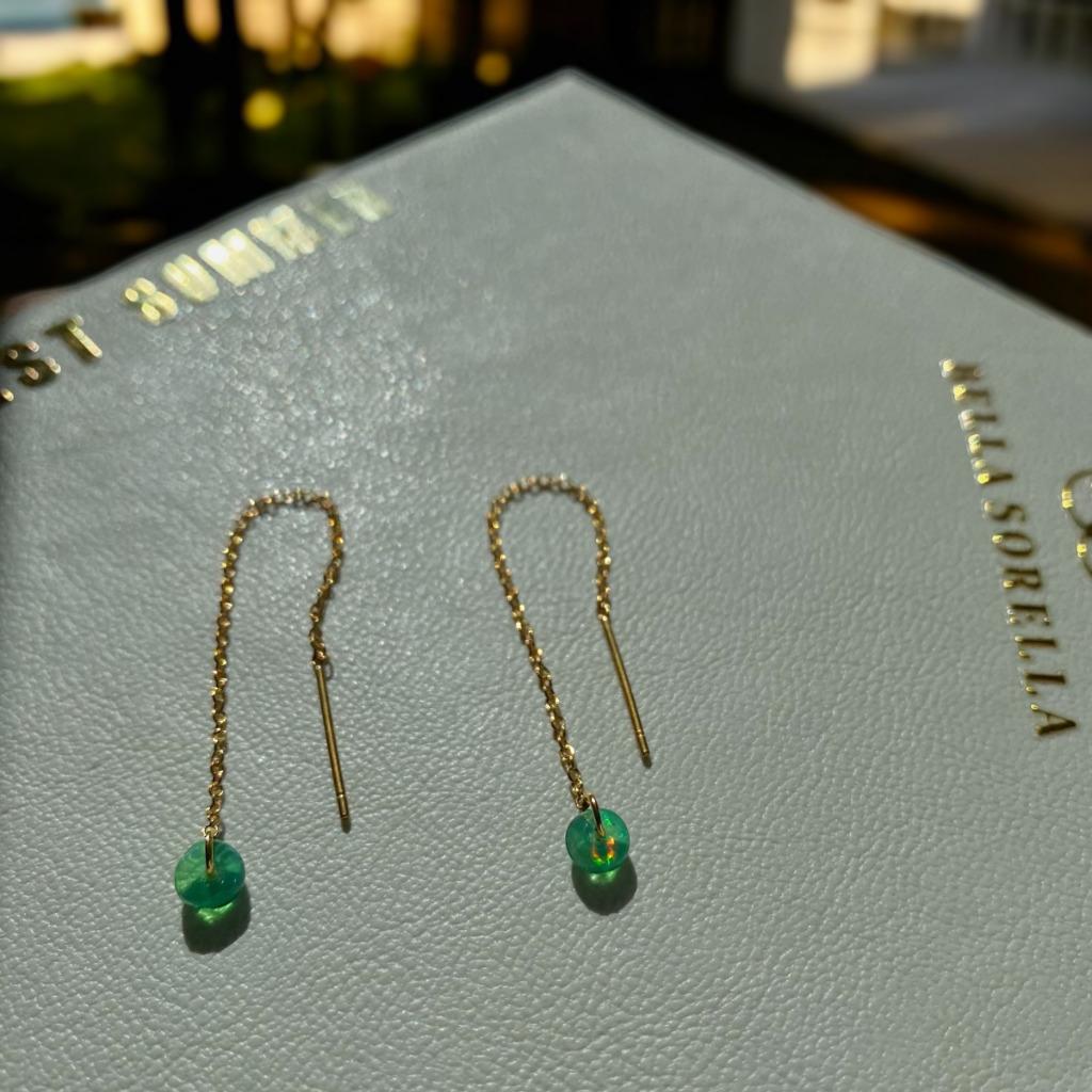 Boucles d'oreilles en acier opale éthiopien naturelle, Neuf, Enlèvement ou Envoi, Avec pierre précieuse, Vert
