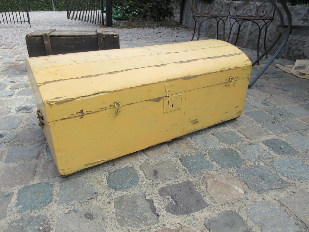 Oude koffer in hout reiskoffer vintage sixties opbergkoffer, Antiek en Kunst, Ophalen