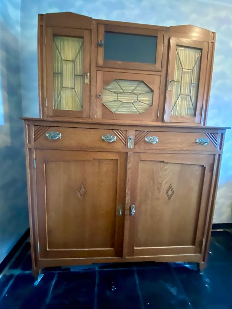 vintage keukenkast eikenhout, Ophalen, Gebruikt, Eikenhout, 150 tot 200 cm