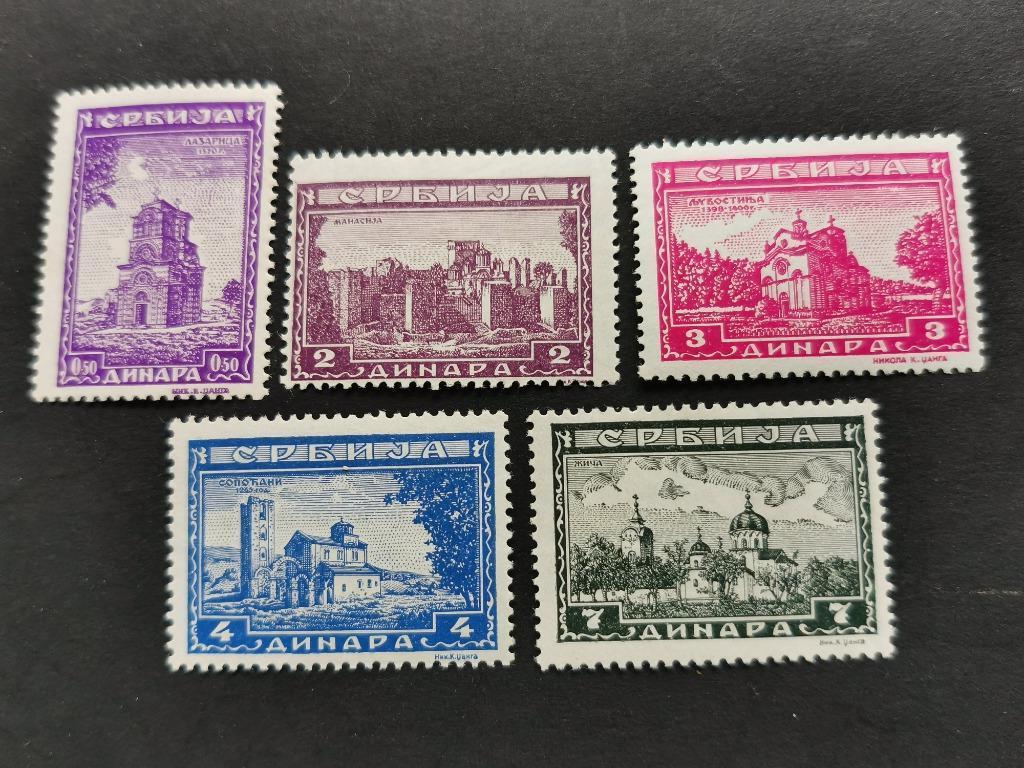 Duitse Rijk - bezetting van Servië 1942 - kloosters **, Ophalen of Verzenden, Overige landen, Postfris