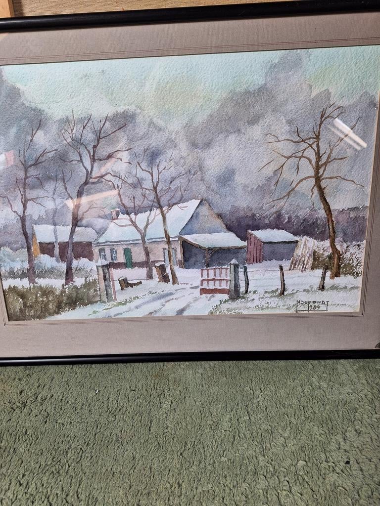 Mooi schilderij van ndepondt. 63 op 48. Kader met glas., Ophalen
