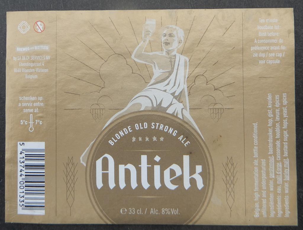 Étiquette de bière Antique Blond Old Br. AS DECA (9g0), Envoi, Utilisé