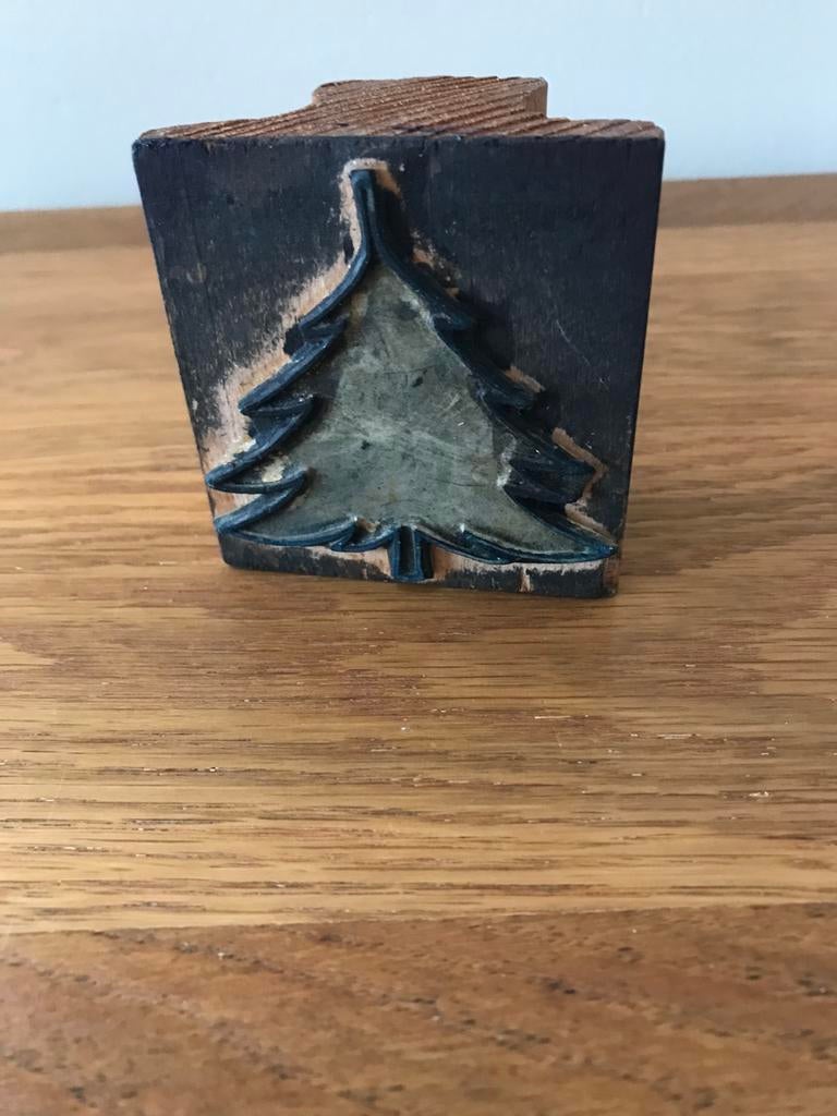Schoolstempel met kerstboom, Antiek en Kunst, Ophalen of Verzenden