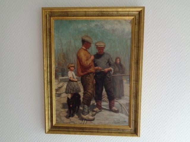 Tableau: Personnages. Signé: "Emile BULCKE" Vintage, Ophalen