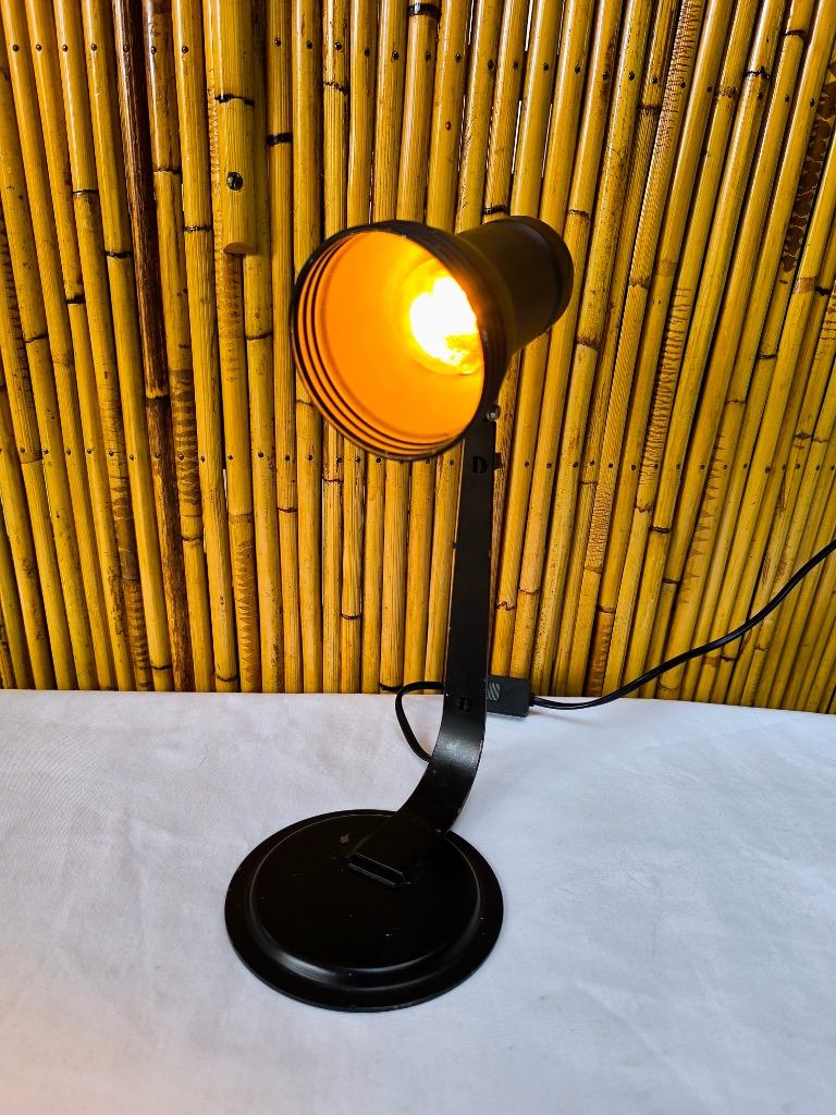 Lampe de chevet / bureau vintage 1980 en métal brun et noir, Enlèvement ou Envoi
