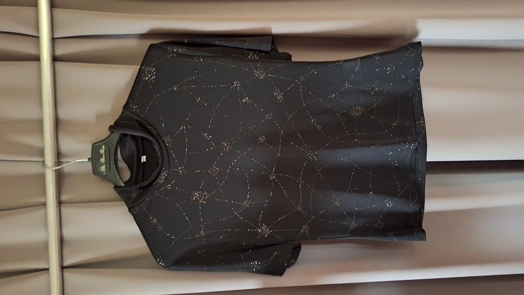 Dames blouse met rolkraag en glitter maat 40 nieuw, Kleding | Dames, Zwart, Ophalen of Verzenden, Zo goed als nieuw, Korte mouw