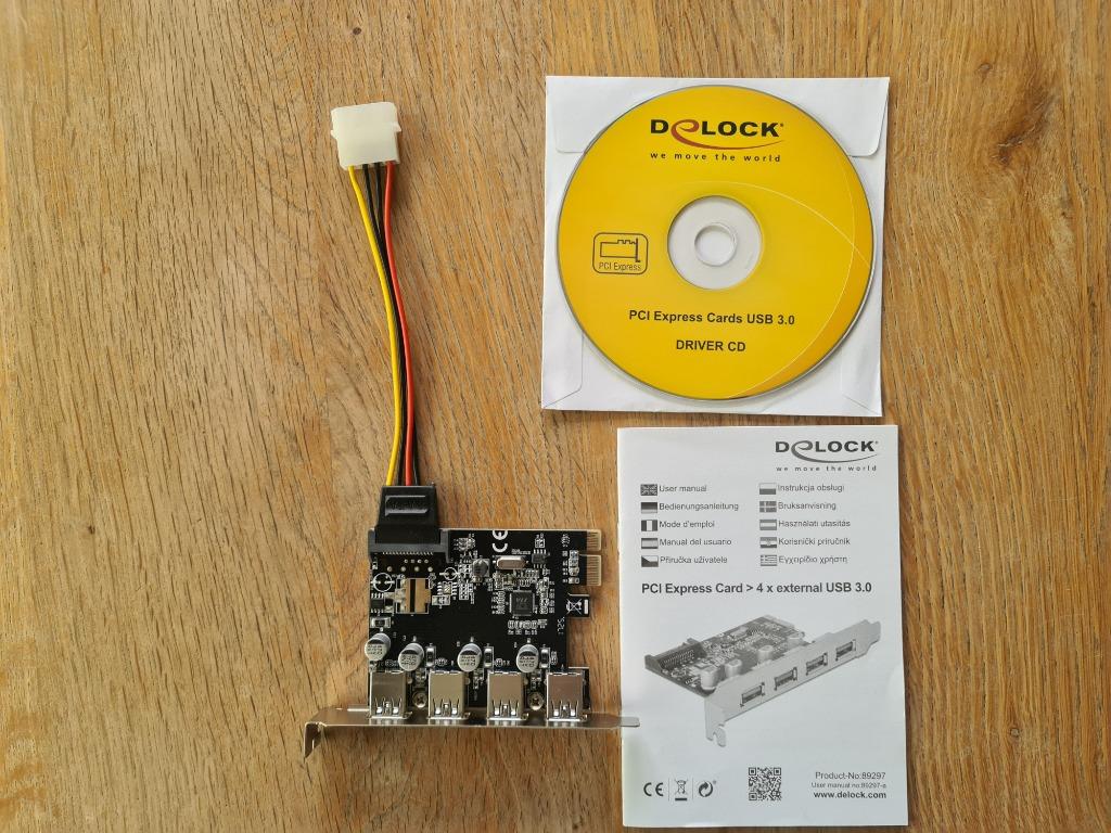 4 x USB 3.0  (PCI Express ), Computers en Software, Geheugenkaartlezers, Ophalen, Zo goed als nieuw, DeLock