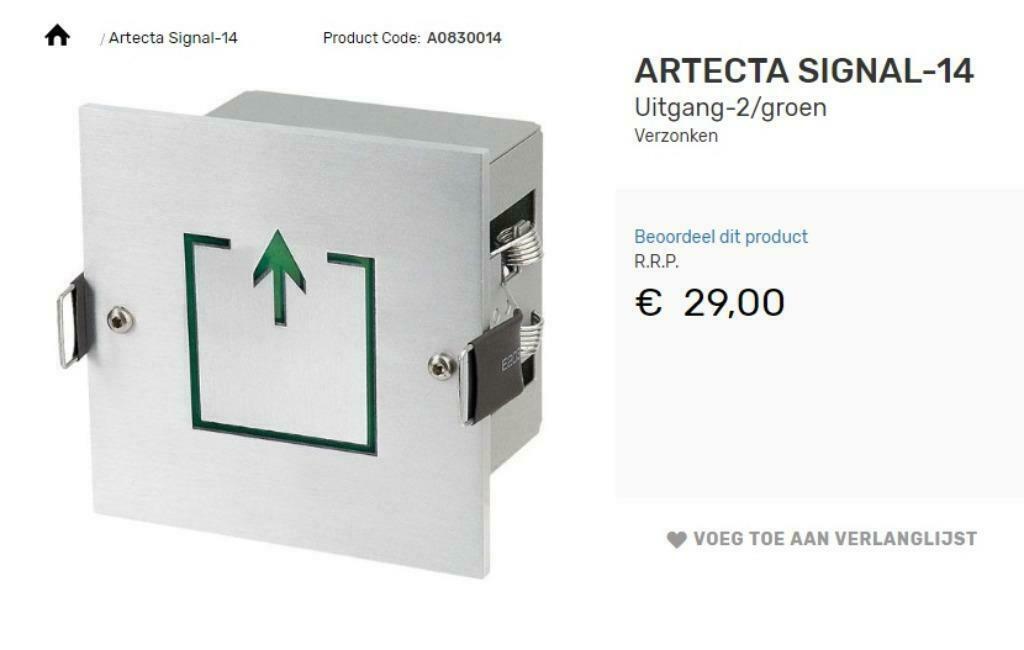ARTECTA uitgang aanduiding groen led, Ophalen of Verzenden, Nieuw