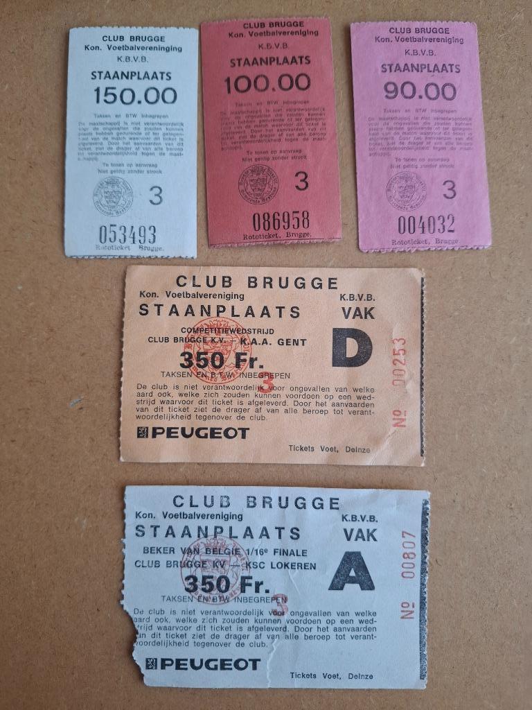 Oude voetbaltickets Club Brugge, Verzamelen, Ophalen of Verzenden, Gebruikt, Overige typen