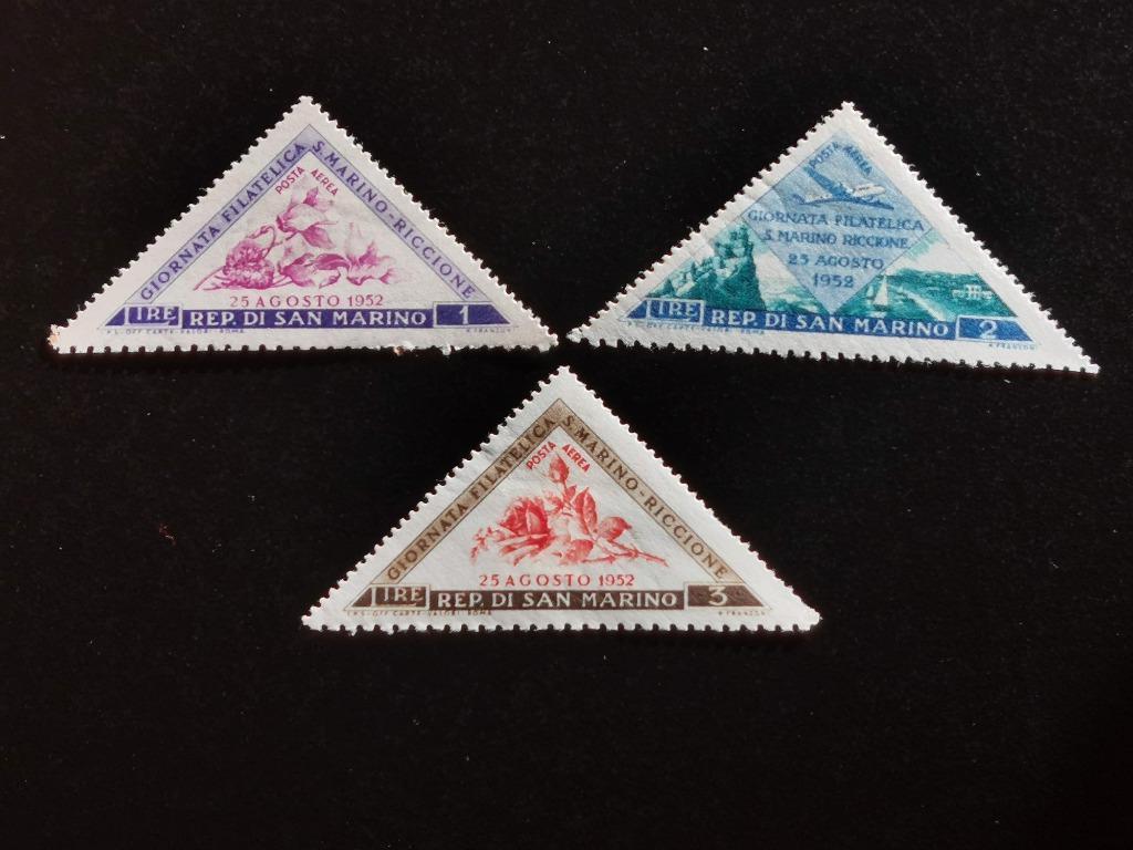 San Marino 1952 - driehoekige postzegels - bloemen *, Ophalen of Verzenden, Postfris