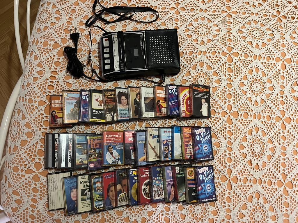 vintage cassettespeler + cassettes, Audio, Tv en Foto, Cassettedecks, Ophalen, Enkel, Overige merken
