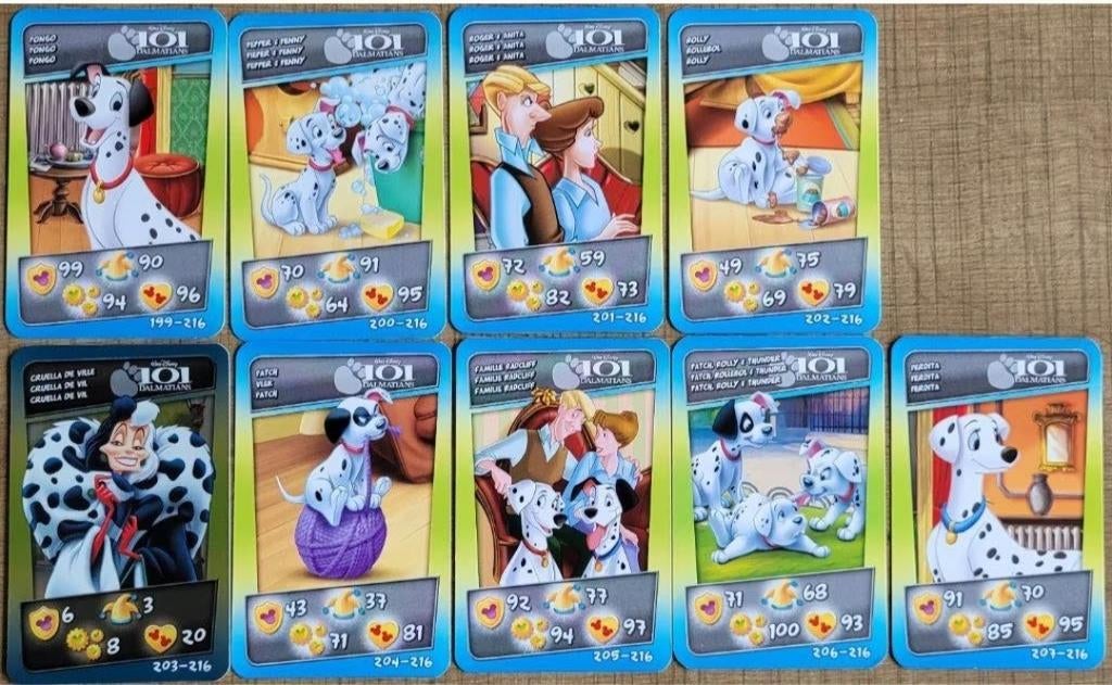 101 Dalmatiërs: 9 verzamelkaarten (Cora-Match), Enlèvement ou Envoi, Comme neuf, Film, Photo ou Carte